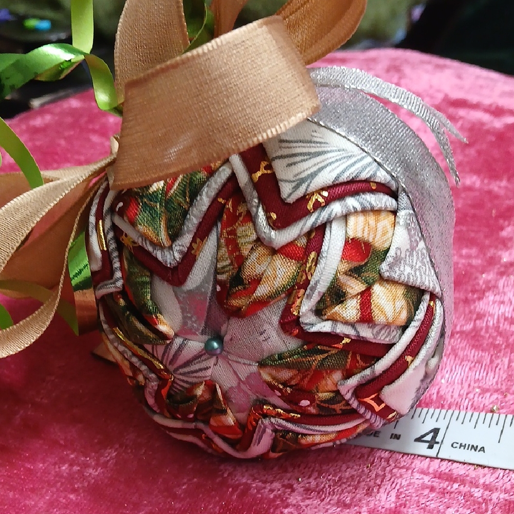 Festive Quilted Ornament with Ribbon